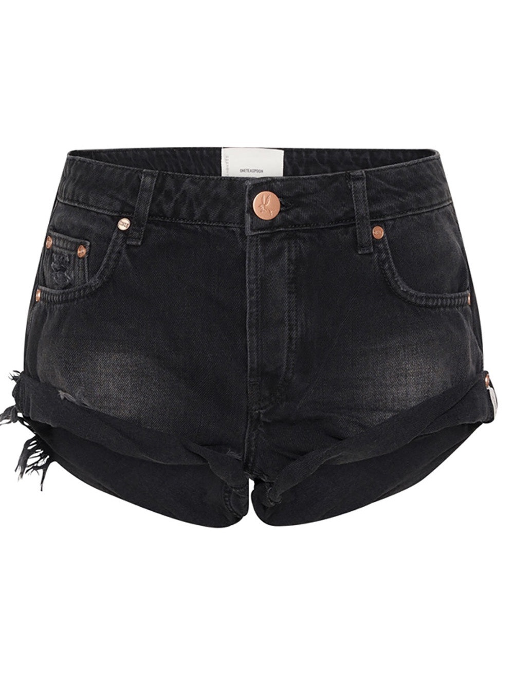 One Teaspoon Black Rolled-Hem Denim Shorts bandit Jean short size 30